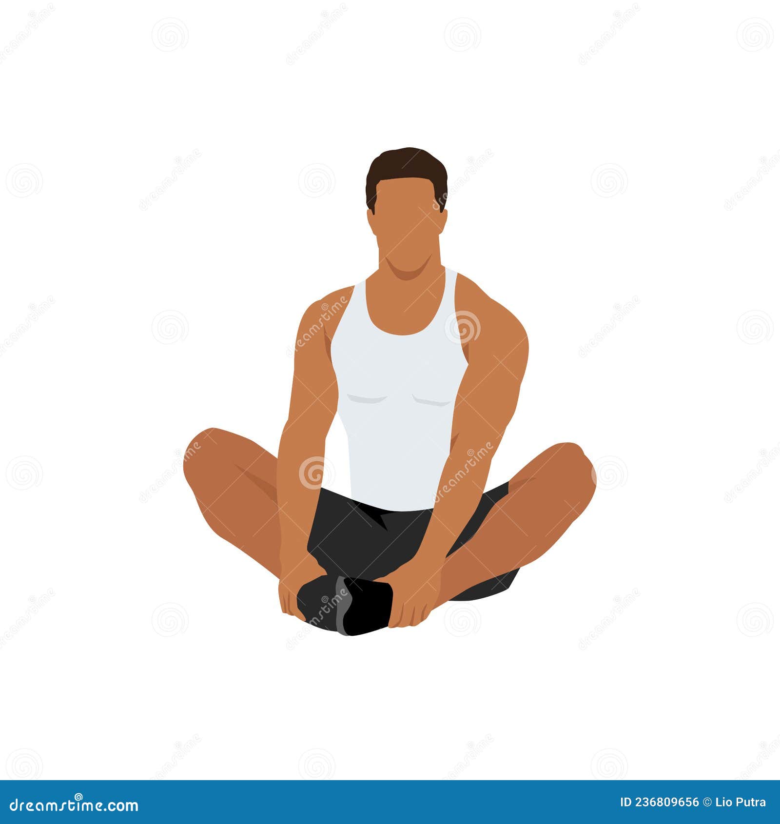 Man Doing Butterfly Stretch Exercise. Stock Vector Illustration of