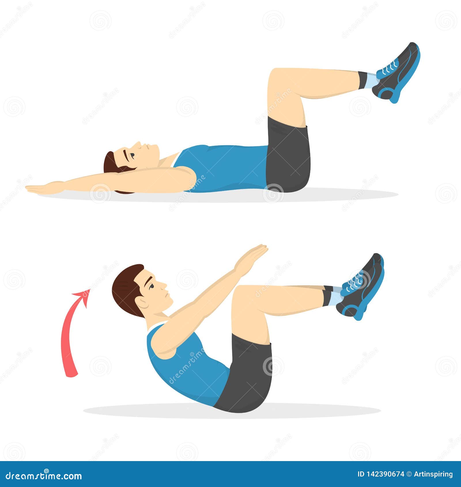 Man Doing Crunches in the Gym. Belly Burn Stock Vector - Illustration ...