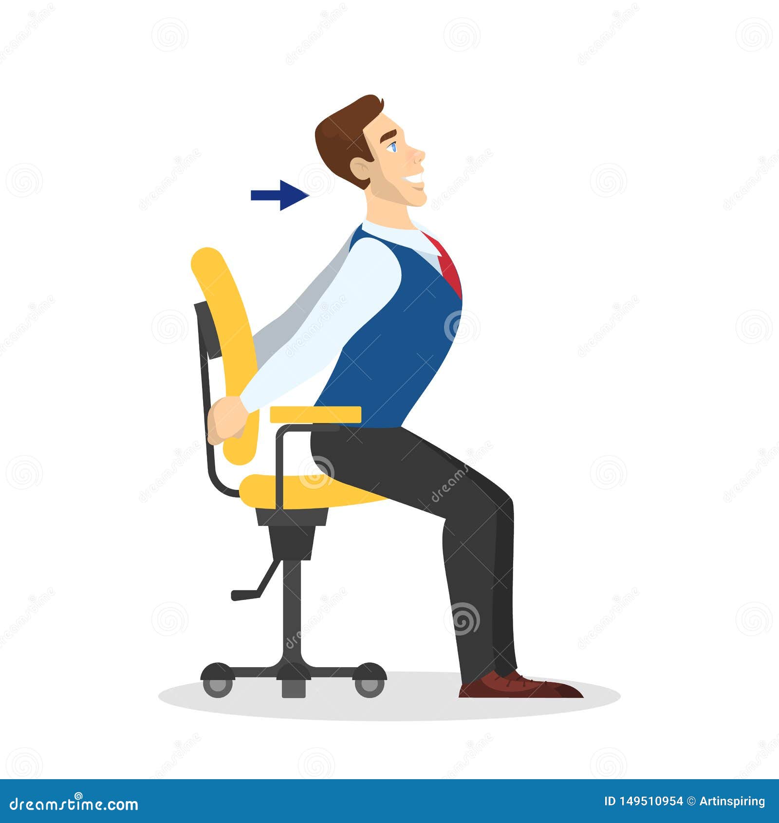 Man Doing Exercise For Back Stretch In Office Stock Vector