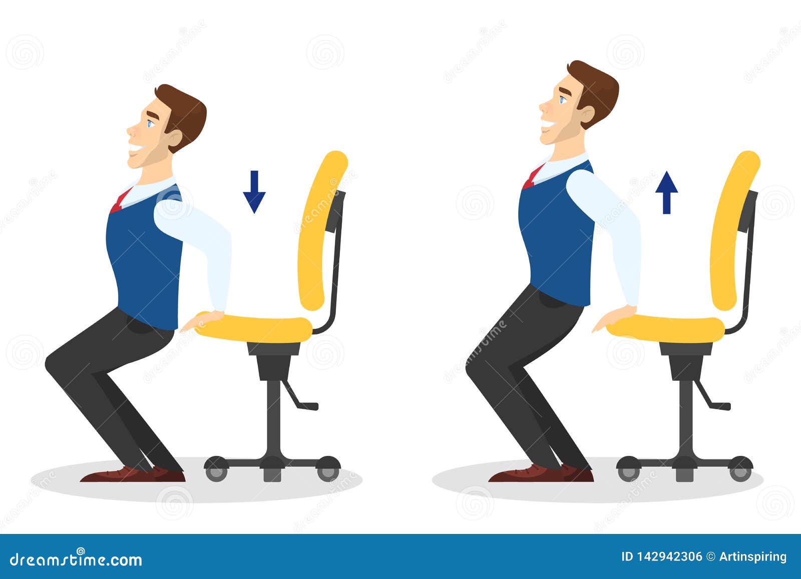 Man Doing Exercise With Chair In Office Stock Vector