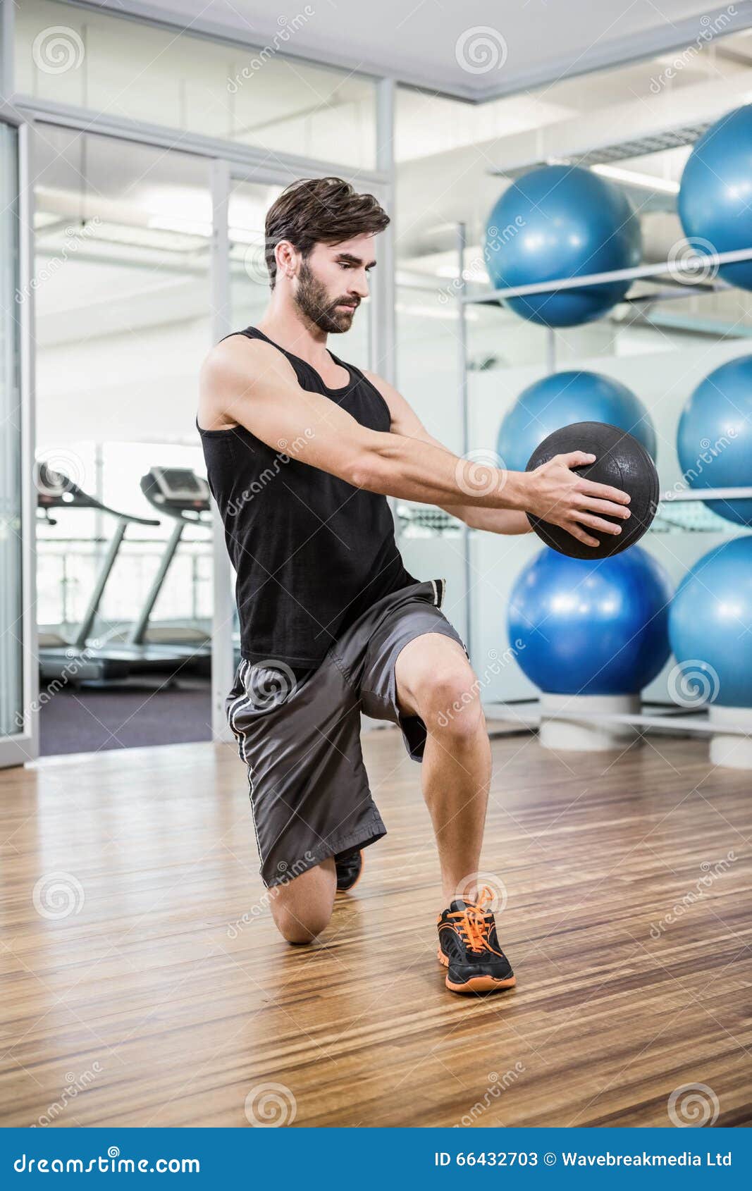 Man Doing Exercise with Medicine Ball Stock Image Image of male