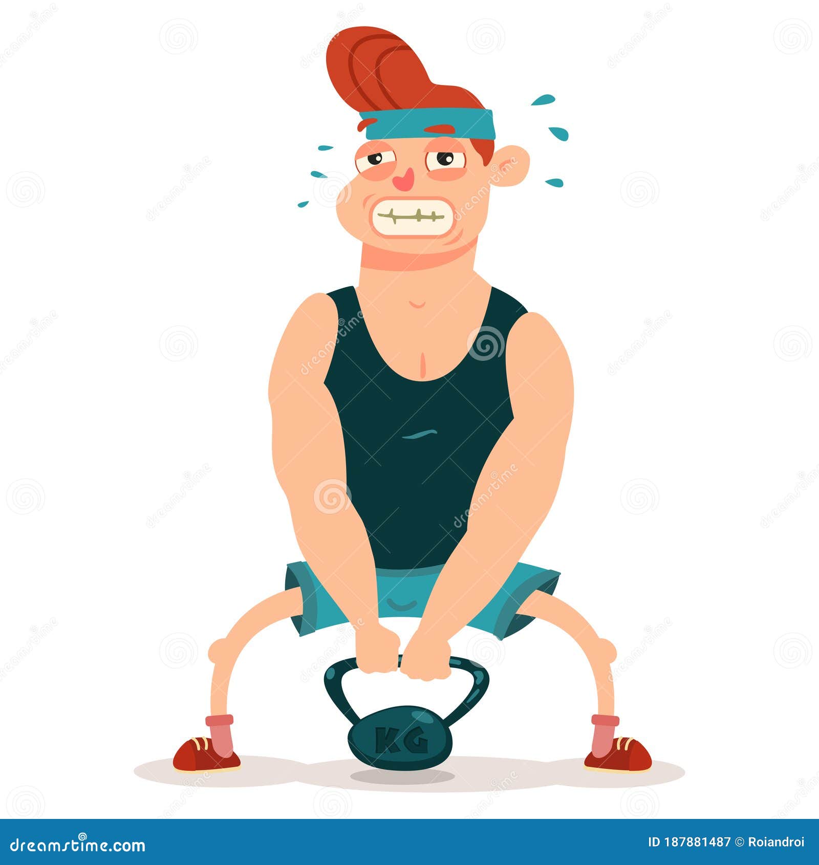 Fitness Exercise for Men Vector. Workout Yoga and Sports. Cartoon Character  Stock Vector - Illustration of cartoon, bicep: 187881487