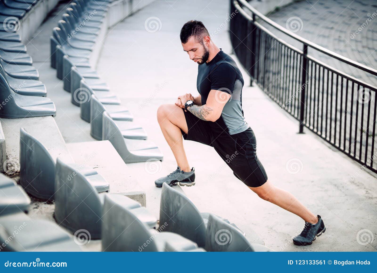 Man Doing Interval Exercises Running and Jogging on Stadium Stairs. Legs and Fitness Training Stock Image Image of hardcore activity 123133561