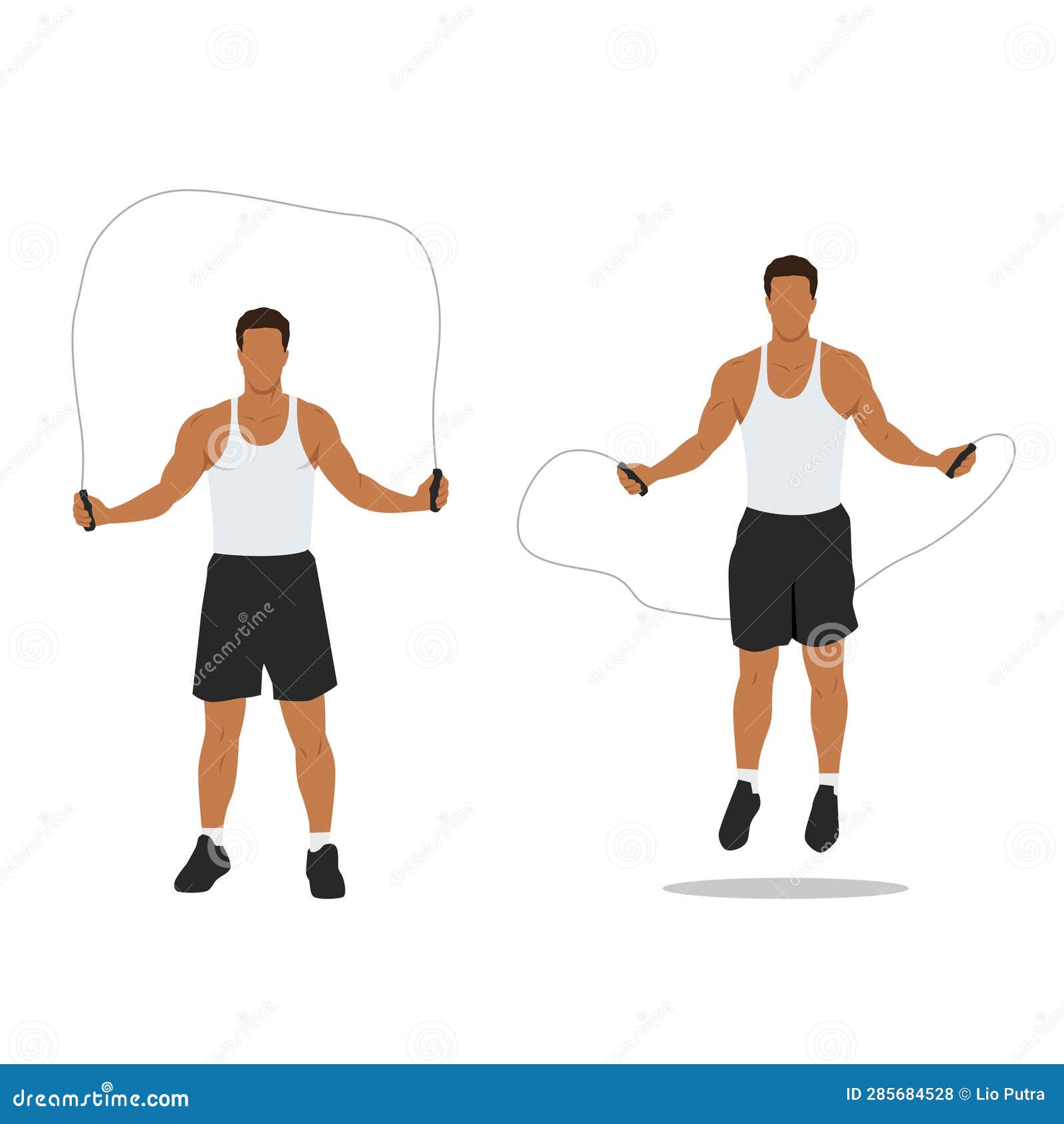 Man Doing Jump Rope.Skipping Cardio Exercise Stock Illustration