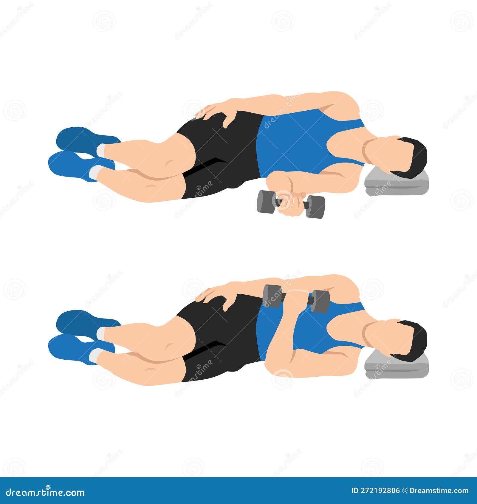 man doing laying dumbbell internal shoulder rotation