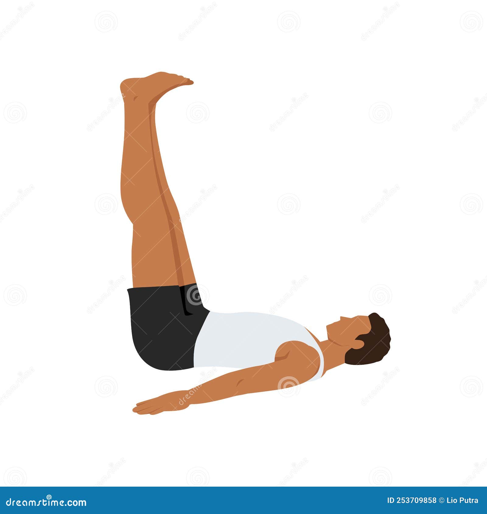 Man Doing Legs Up the Wall Pose Viparita Karani Stretch Exercise. Stock  Vector - Illustration of text, pose: 253709858