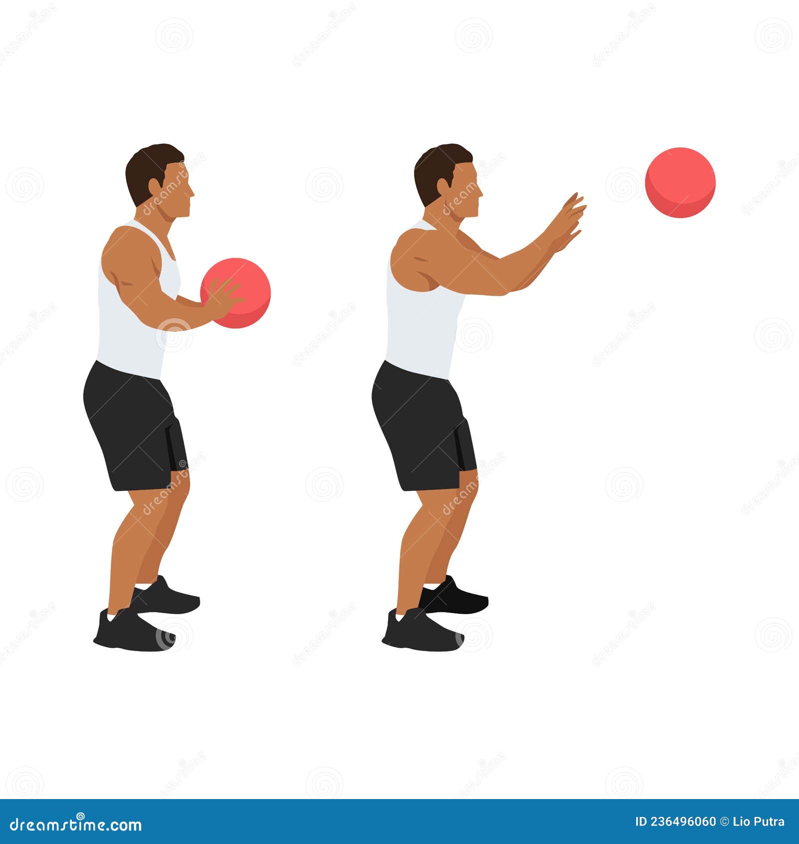 Man Doing Medicine Ball Chest Pass Exercise Stock Illustration ...