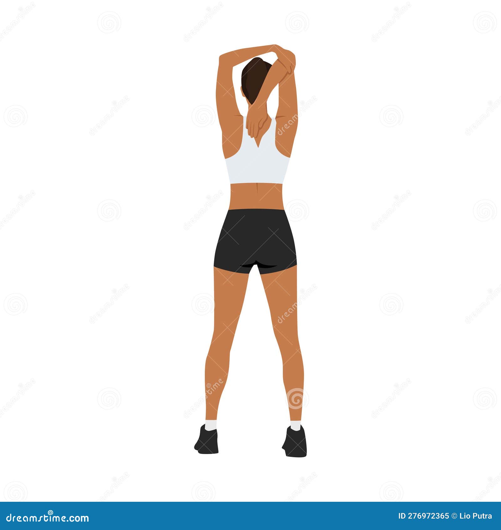Woman Doing Overhead Triceps Stretch Exercise Stock Illustration