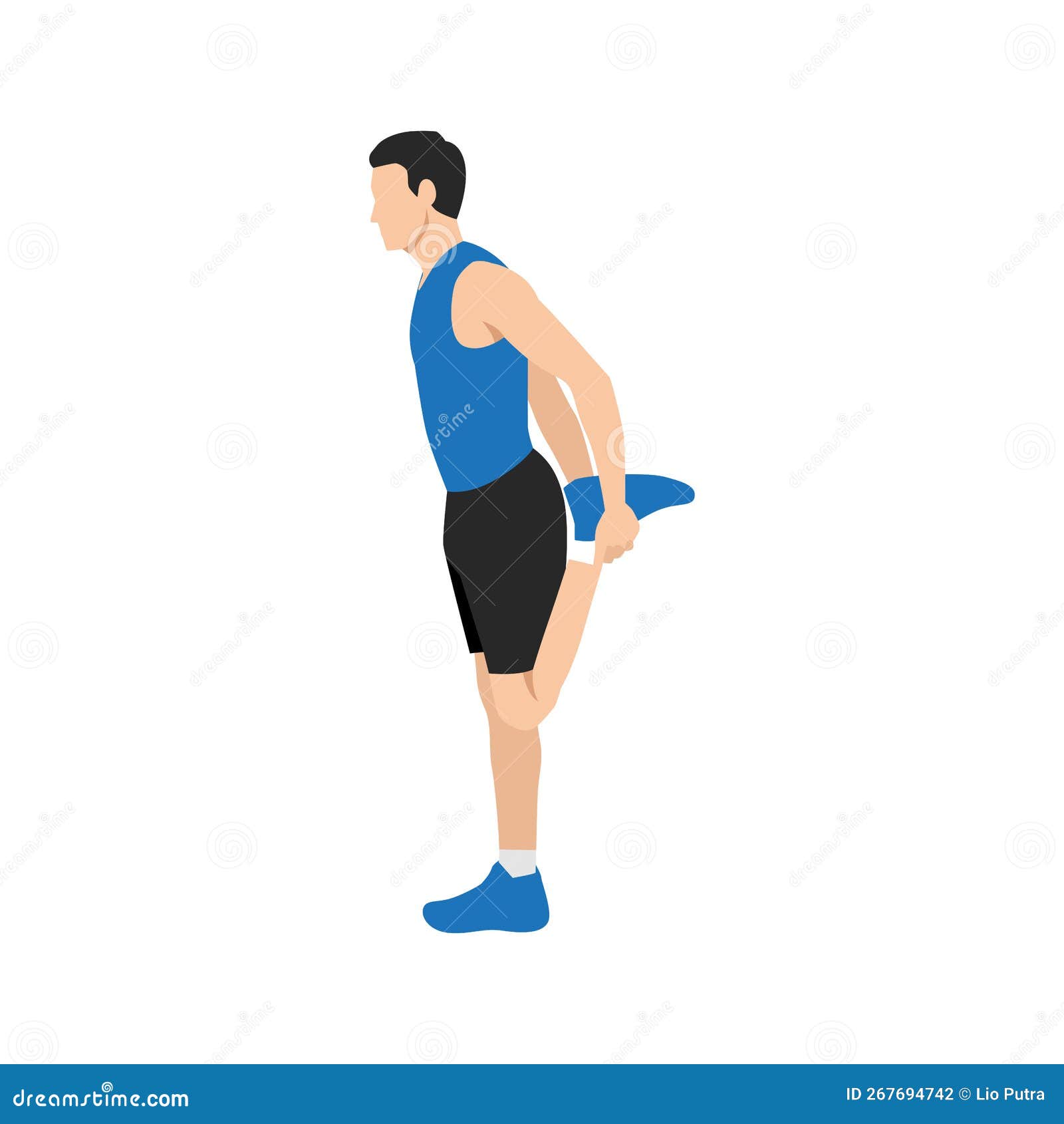 Exercise Diagram About Quadriceps Stretch While Standing Stock Illustration  - Download Image Now - iStock