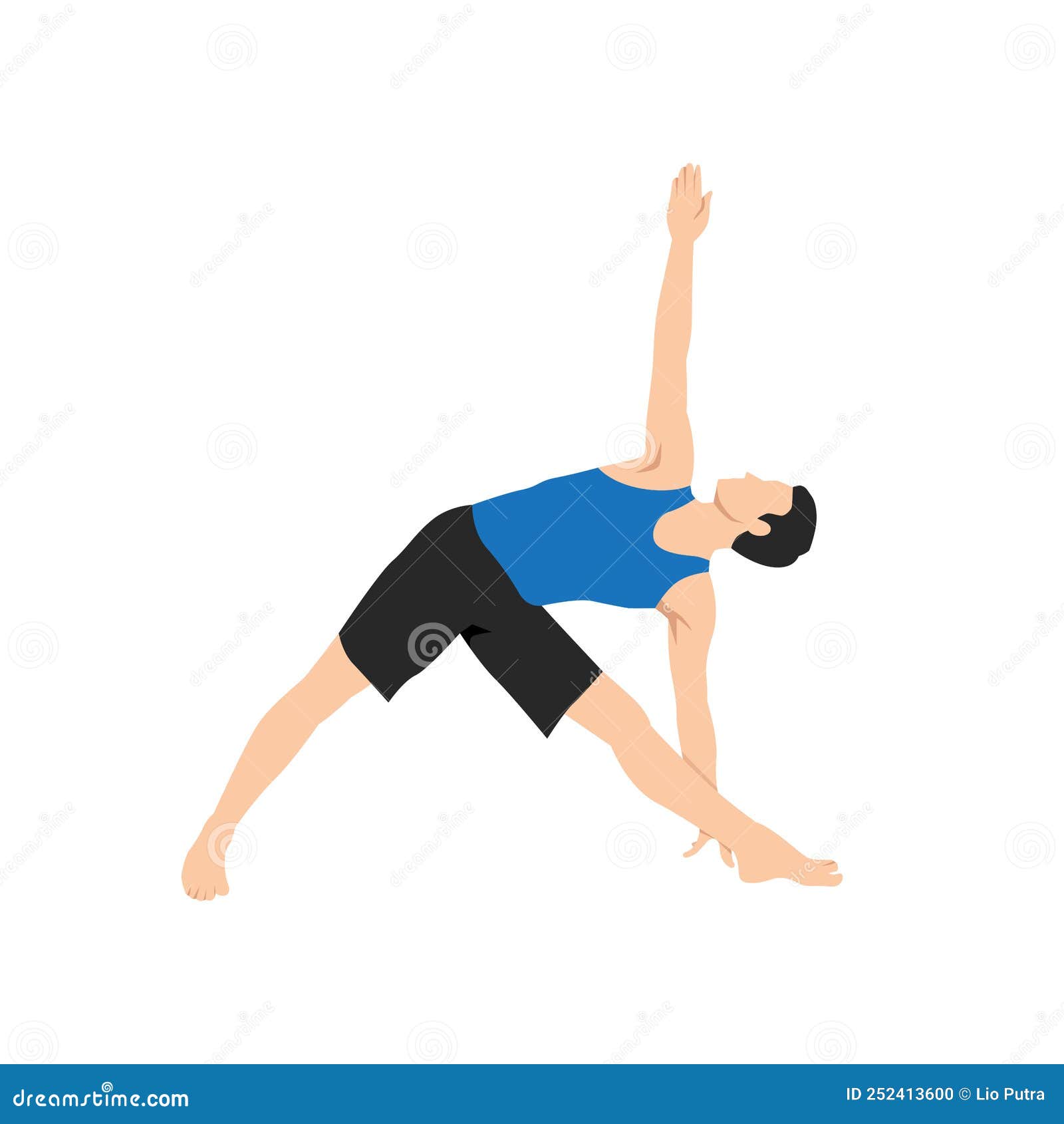 Full-length shot of male teenager practicing Revolved Yoga Pose or Revolved  Triangle Yoga Pose or Parivrtta Trikonasana isolated on white background.  Stock Photo | Adobe Stock