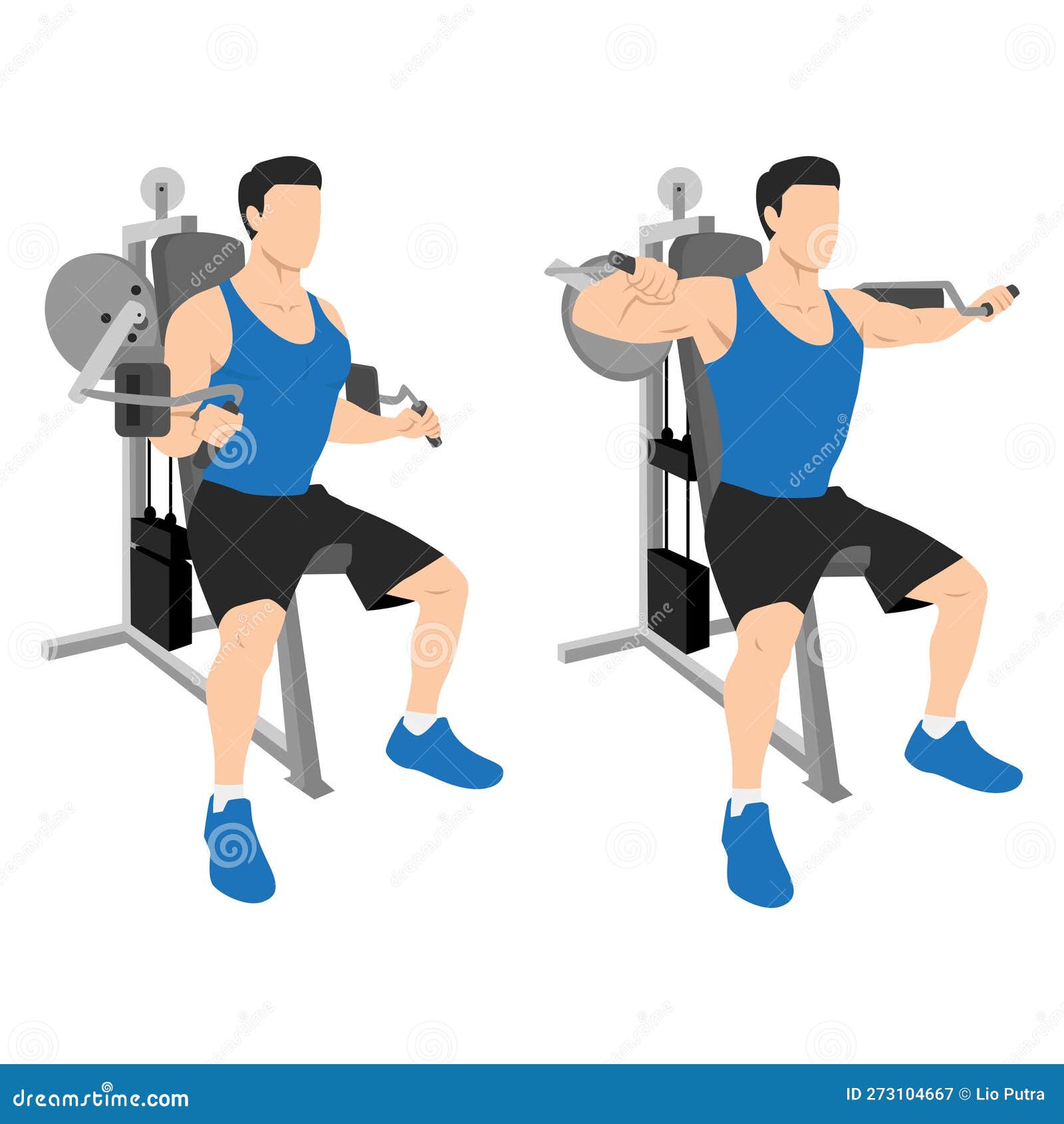 man doing seated lateral raise machine. power partials exercise