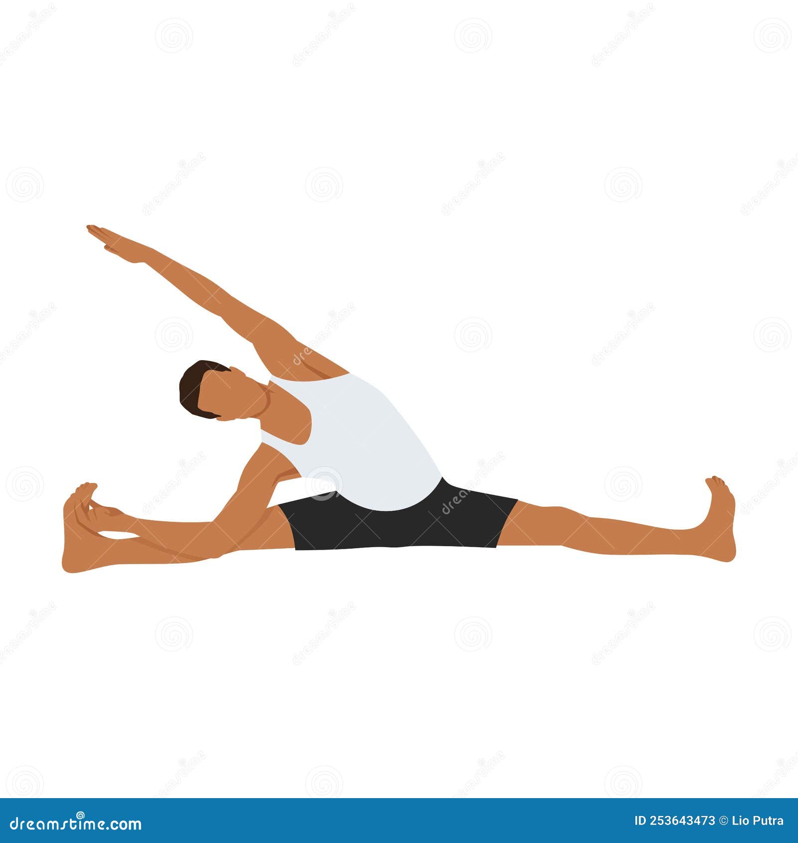 man doing side seated wide angle pose parsva upavistha konasana exercise