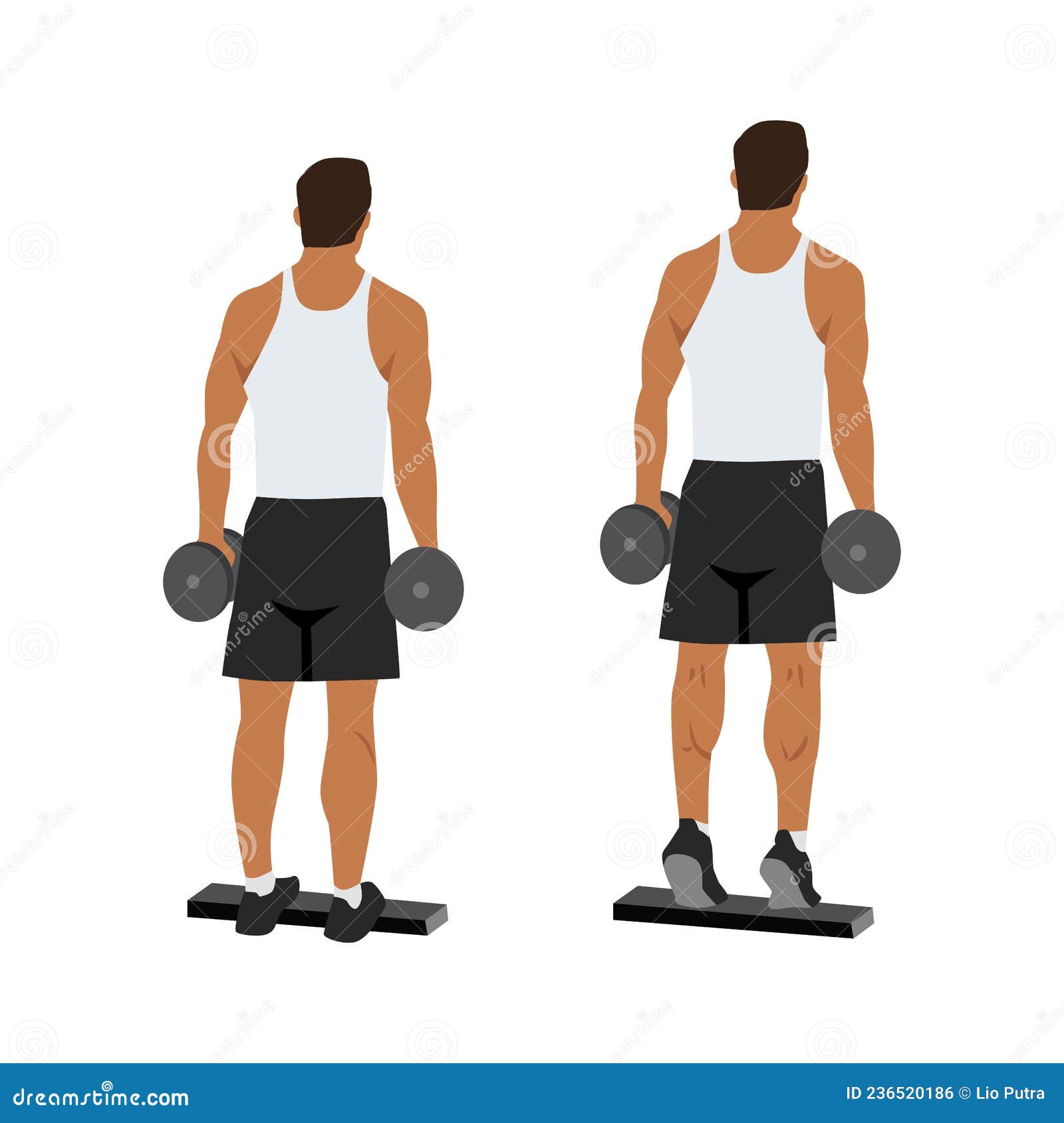 Man Doing Standing Dumbbell Calf Raises Exercise. Stock Vector - Illustration Of Health, Guide: 236520186
