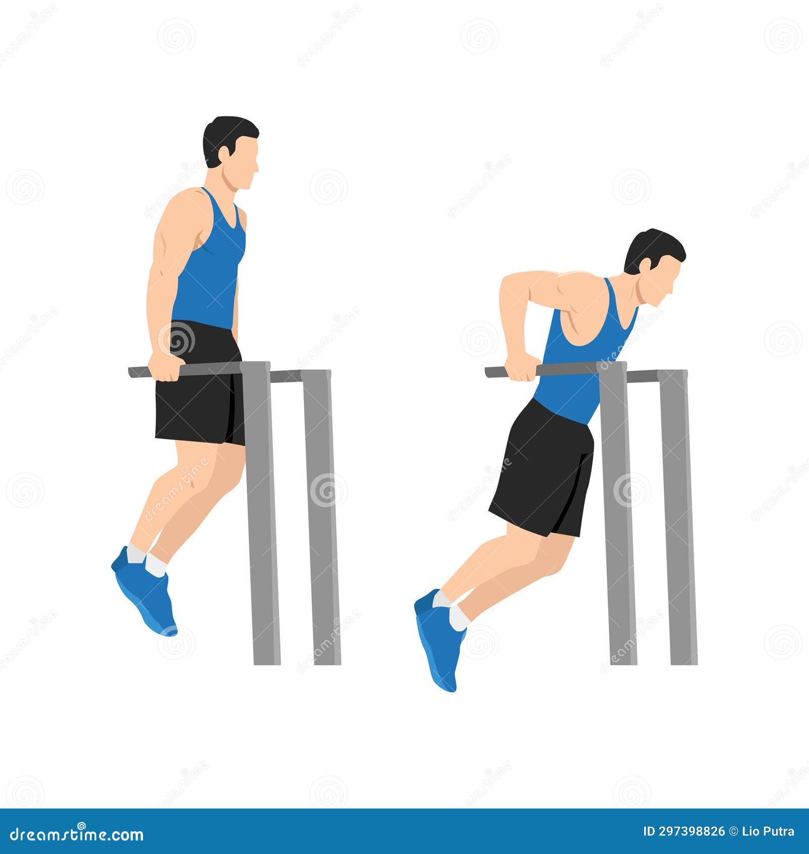 man doing trice dip exercise