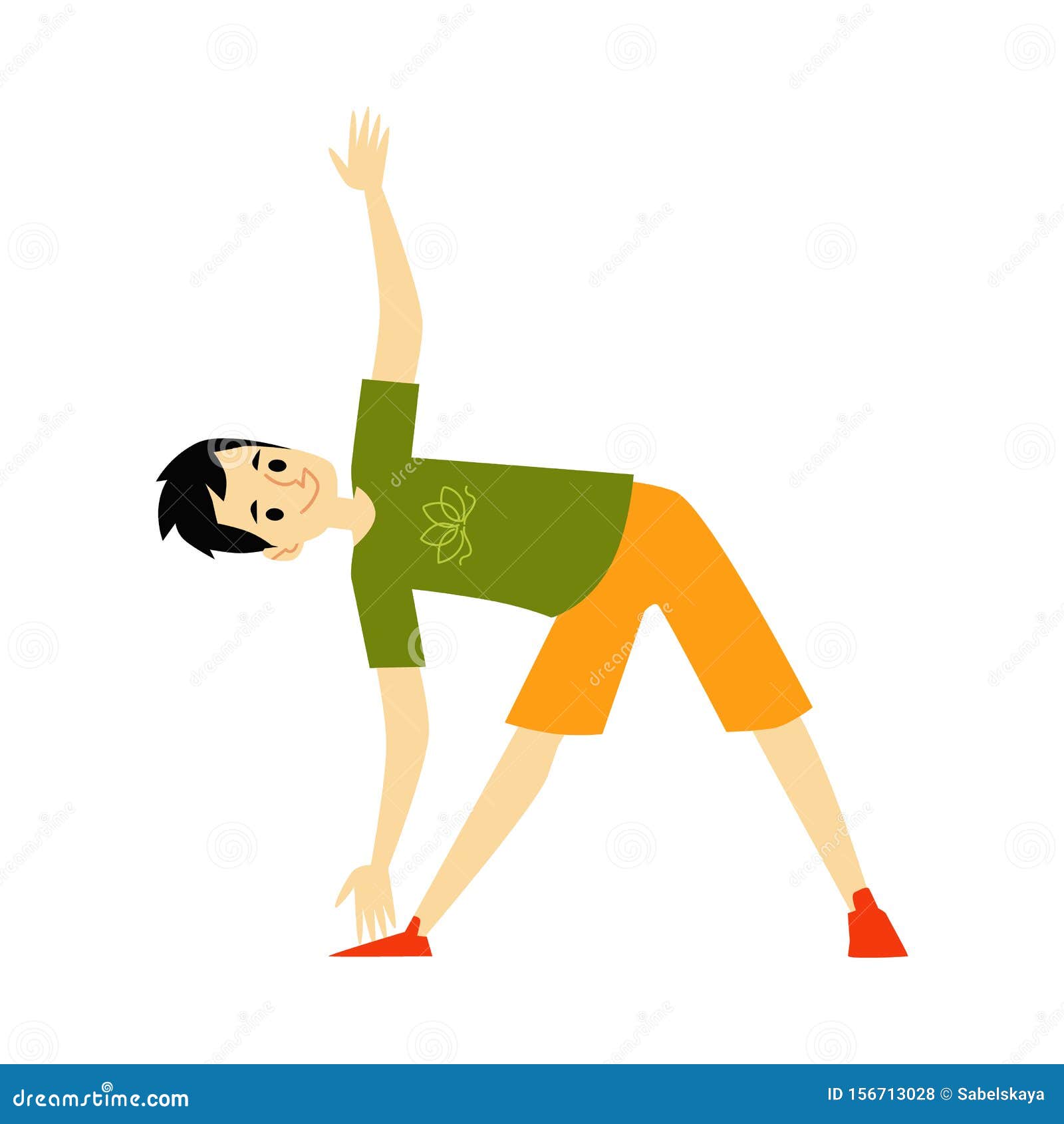 Man Doing Yoga - Cartoon Character Standing in Fitness Exercise Pose for  Stretching and Balance. Stock Vector - Illustration of flat, isolated:  156713028