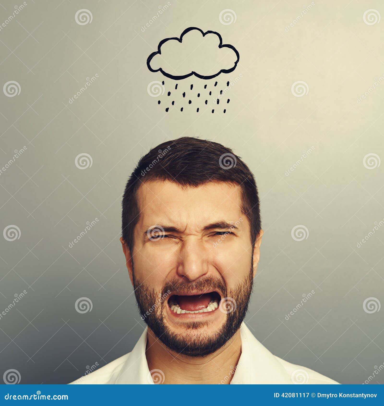 Man With Drawing Storm Cloud Stock Image - Image of angry, caucasian