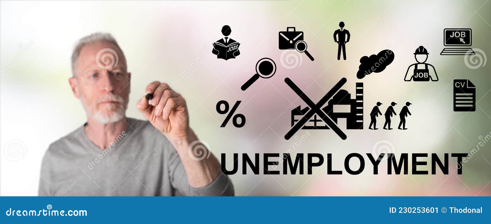 Man Drawing Unemployment Concept Stock Image Image of worker, jobless