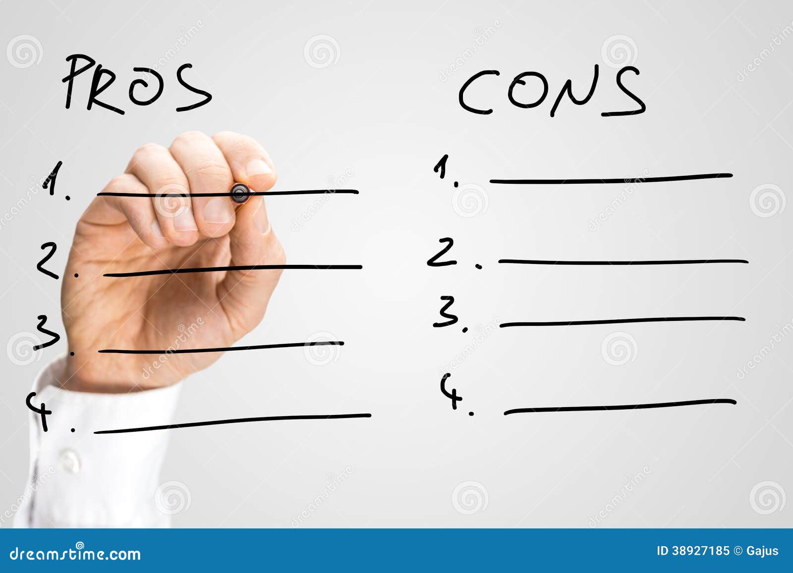 man drawing up a list of pros and cons