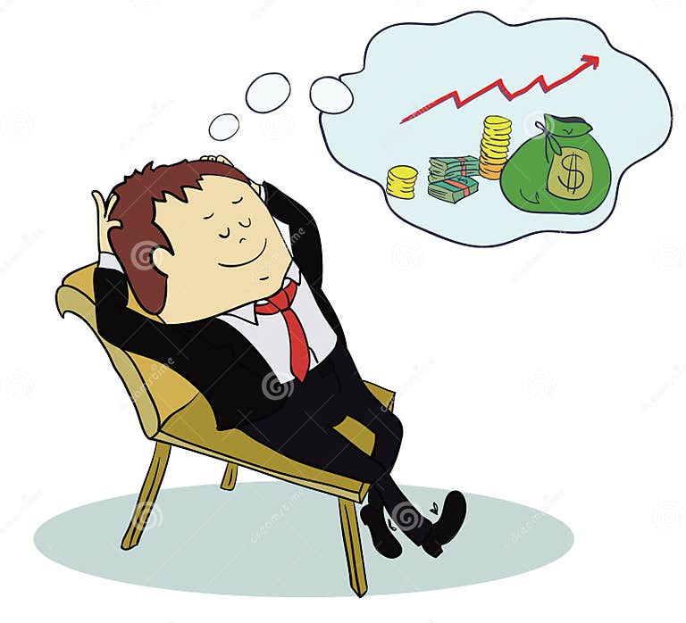Man Dream about Money. Concept Cartoon Stock Vector - Illustration of