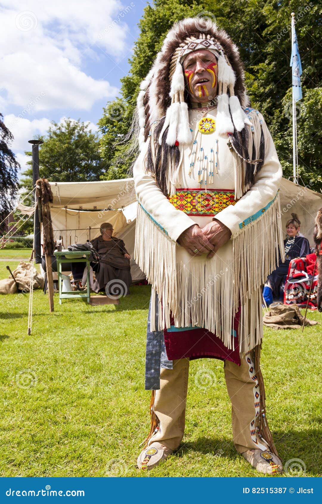 Man Dressed As A Native American Indian Chief Warrior Editorial Photography Image Of Standing