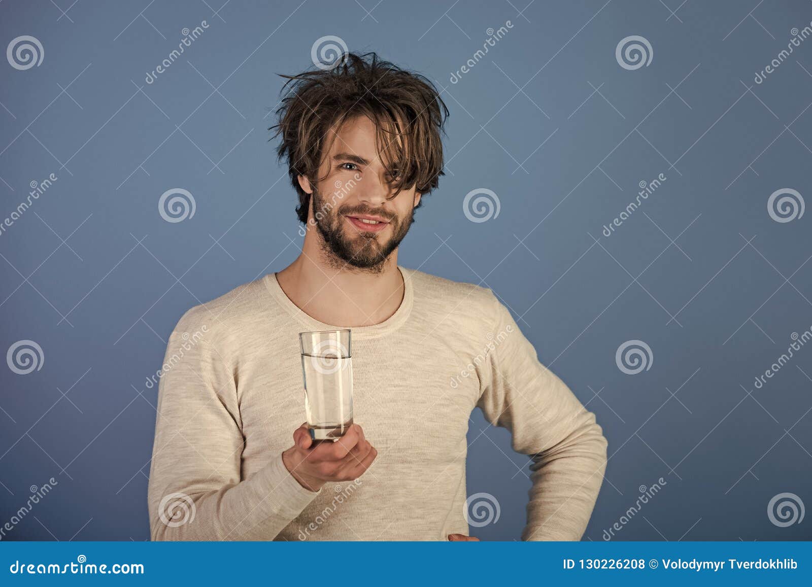 Man Drink Clean Healthy Water, Refreshing. Stock Photo - Image of ...