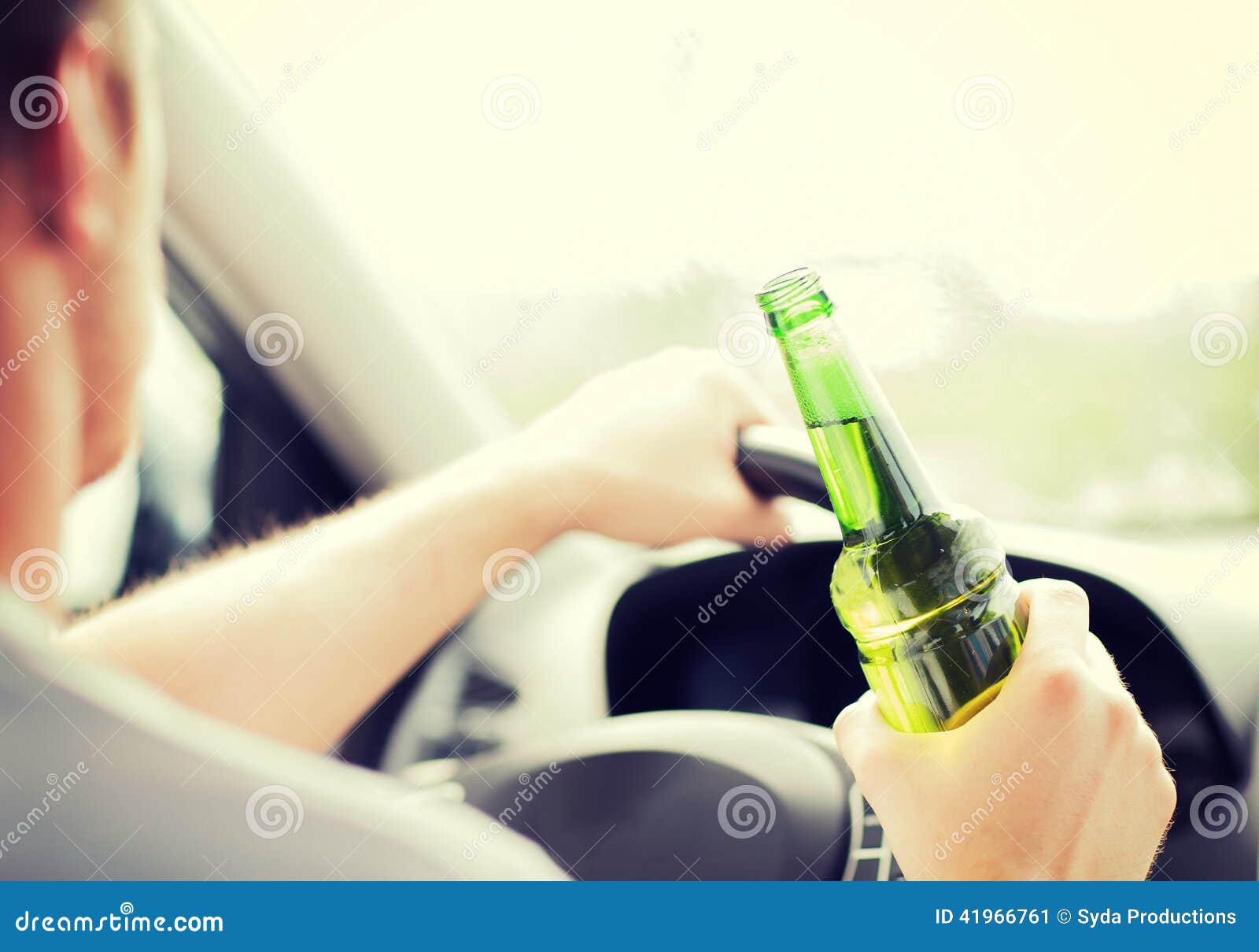 Man Drinking Alcohol while Driving the Car Stock Image Image of
