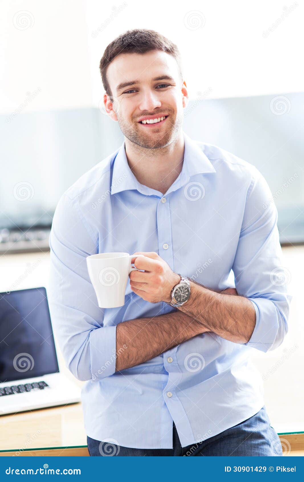 Man drinking coffee stock image. Image of enjoying, young 30901429