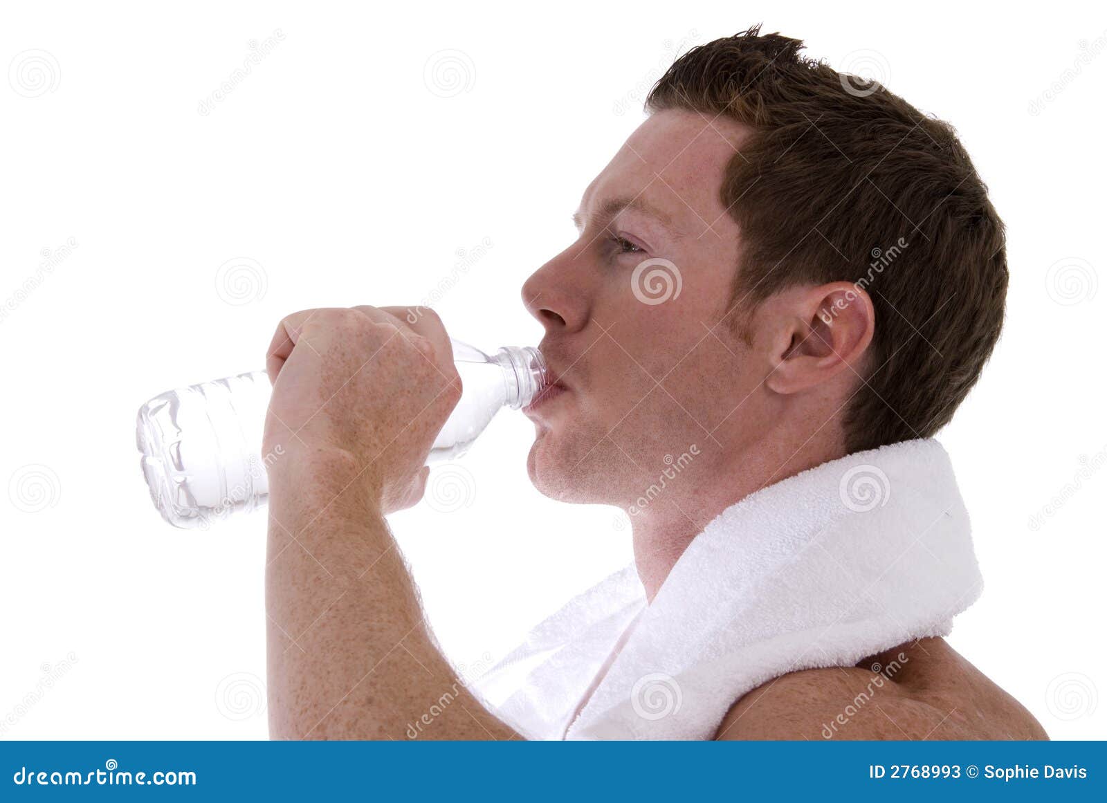 Happy young man drinking water after workout outdoors stock photo (124775)  - YouWorkForThem