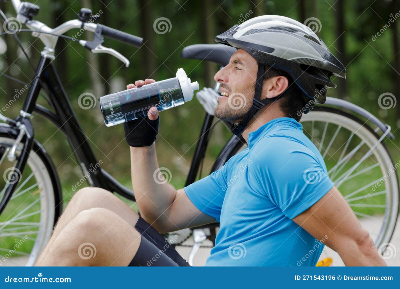 Man Drinking Water while Taking Rest for Cycling Stock Photo Image of