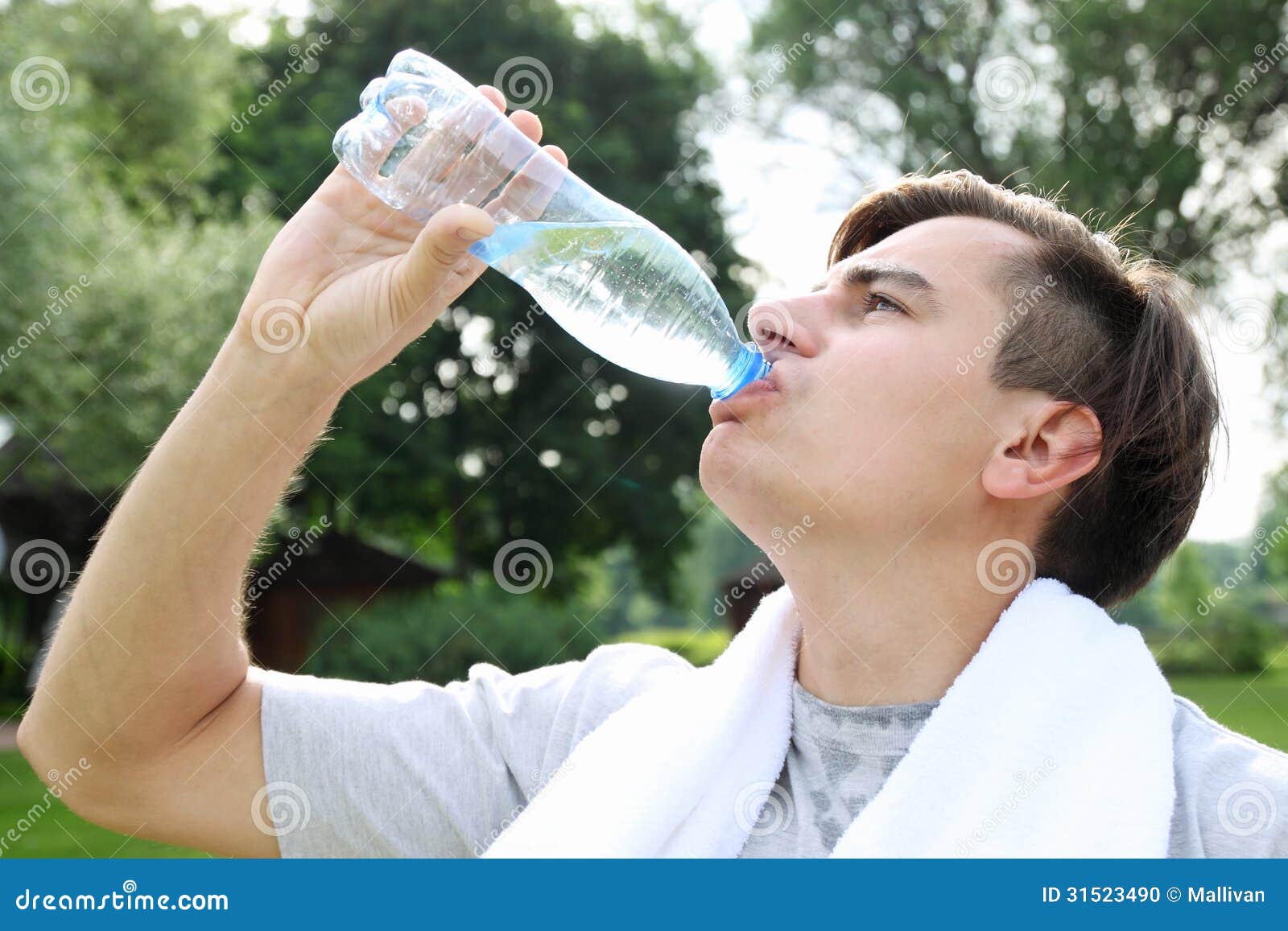 Man drinks water stock photo. Image of exercise, food 31523490