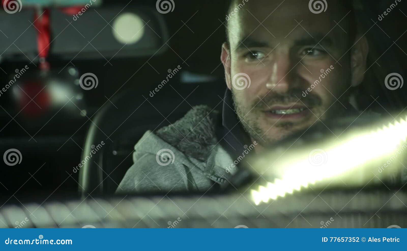Man Driving Car with a Smile on His Face Stock Footage Video of drive