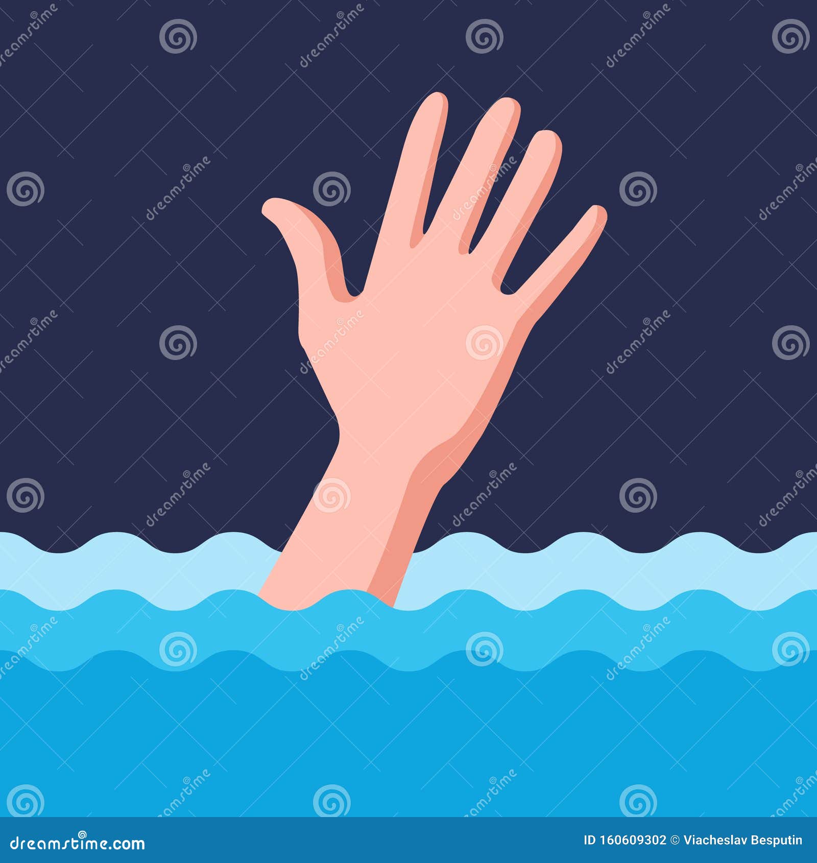 Man is Drowning. Hand Asks for Help Stock Vector - Illustration of life ...