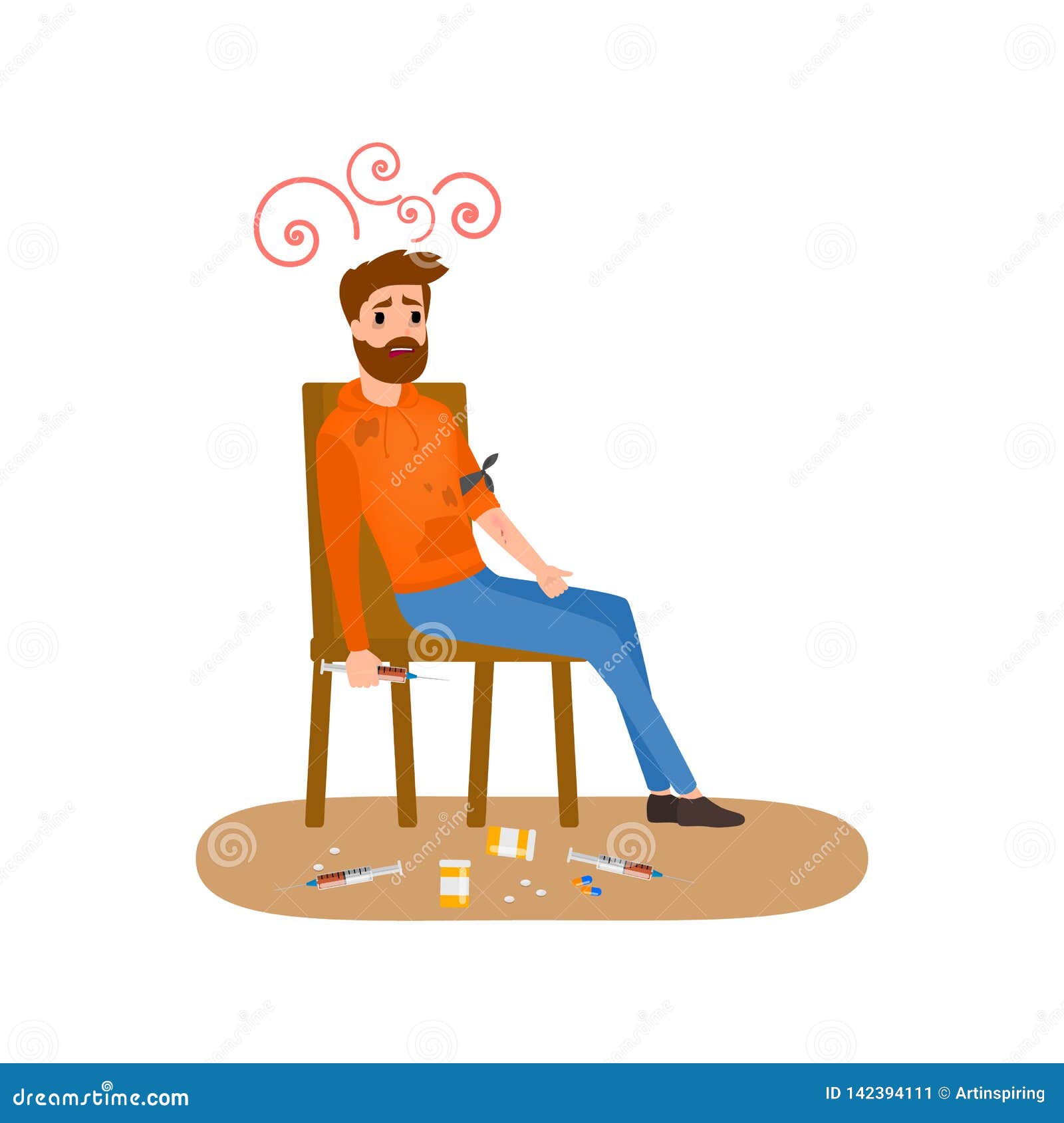 Man with Drug Addiction. Danger for Health Stock Vector - Illustration of closeup, body: 142394111 Man with Drug Addiction. Danger for Health Stock Vector - Illustration of closeup, body: 142394111