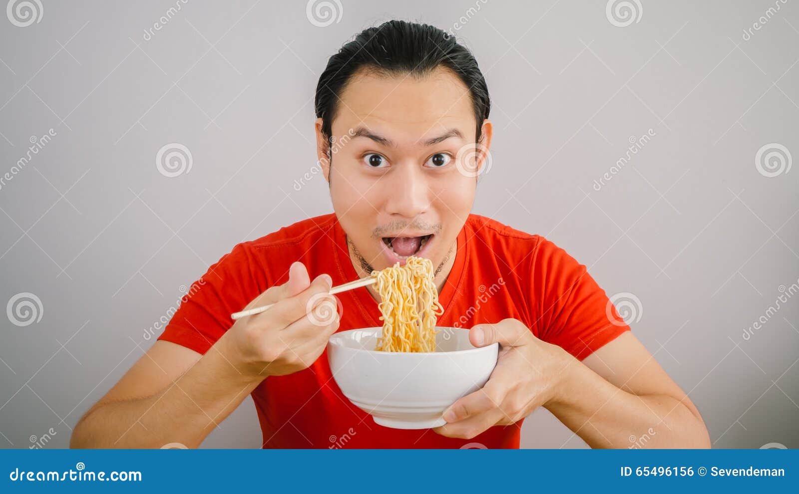 Man eat noodles. stock photo. Image of food, indian, mama 65496156