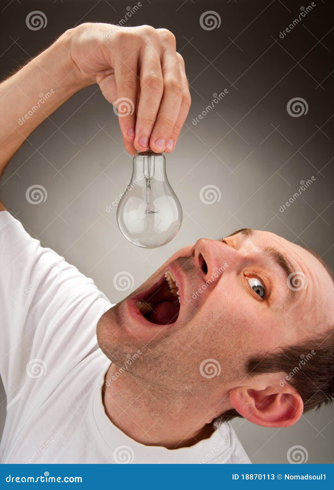 Man eating bulb stock image. Image of creativity, electricity 18870113