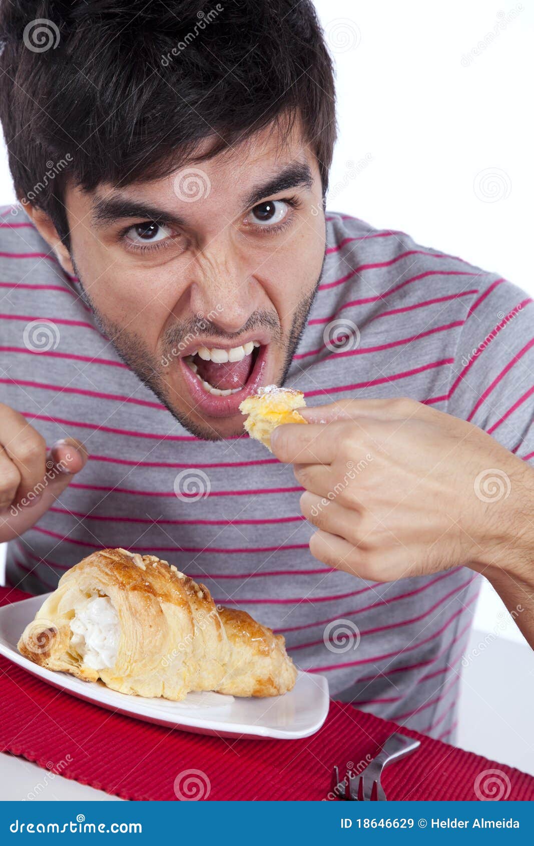 Man eating a cake stock image. Image of calories, junk 18646629