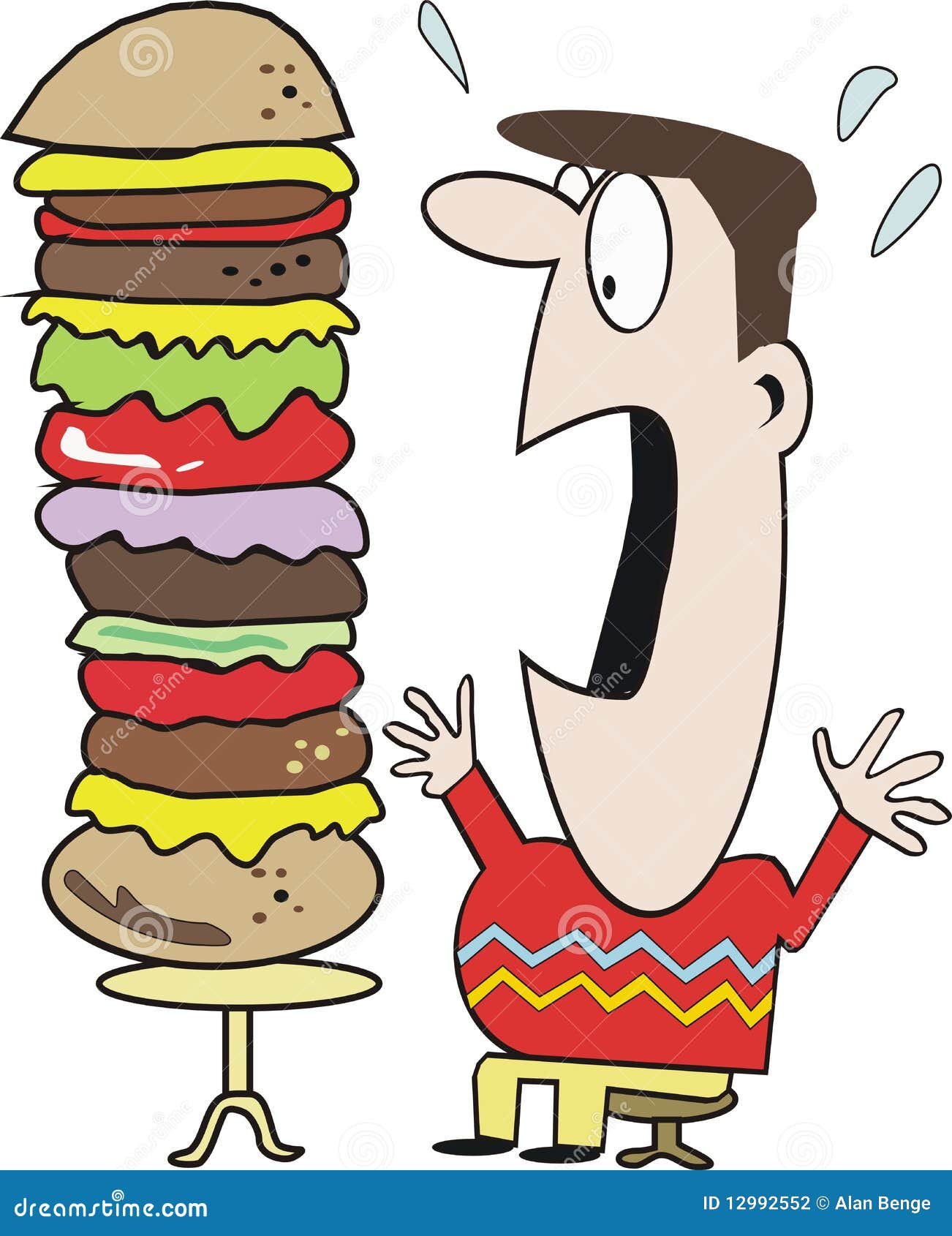 Man Eating Hamburger Cartoon Stock Vector - Illustration of huge, humorous:  12992552