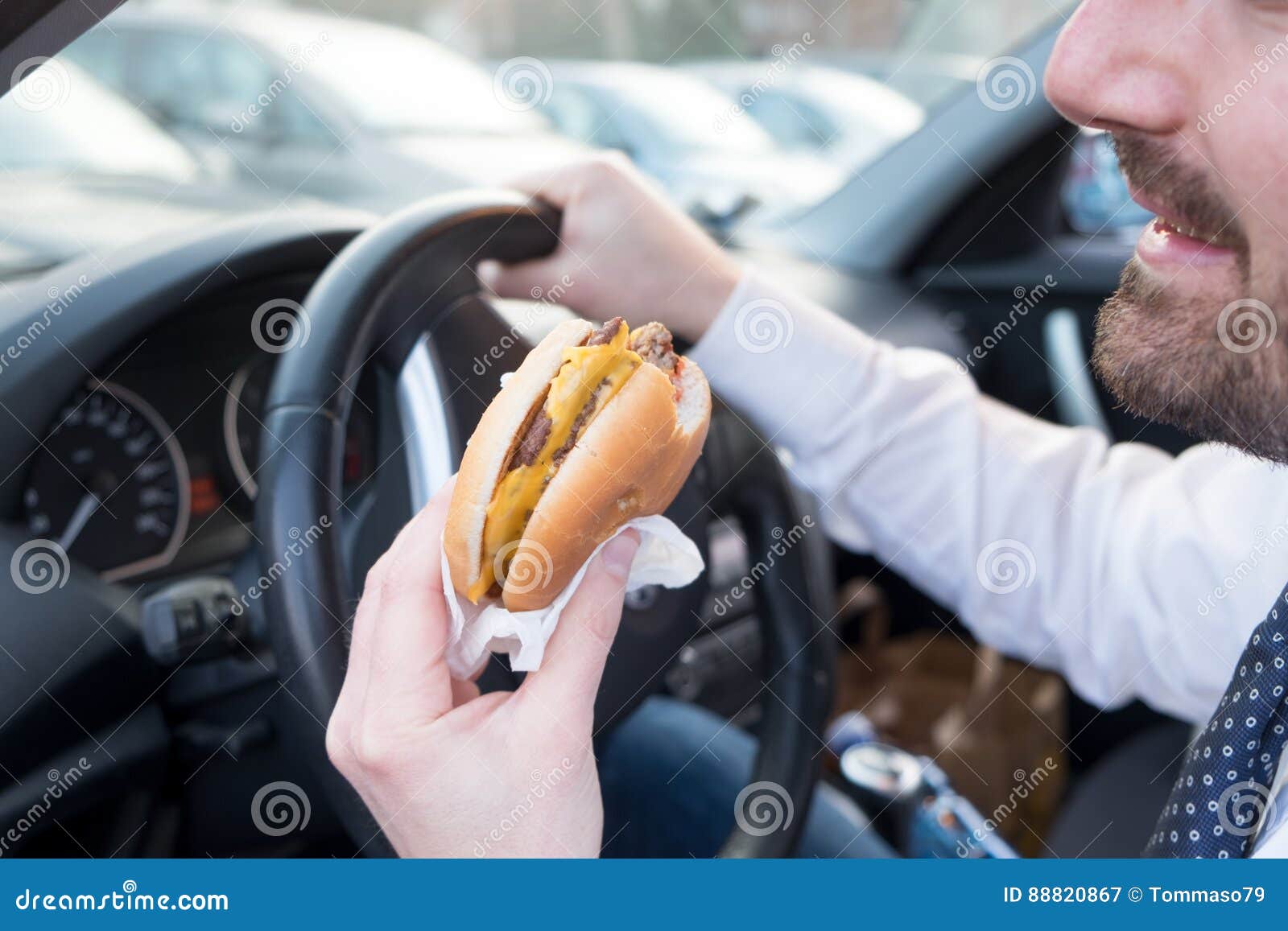 Driver Eating Burger In The Car Royalty-Free Stock ...