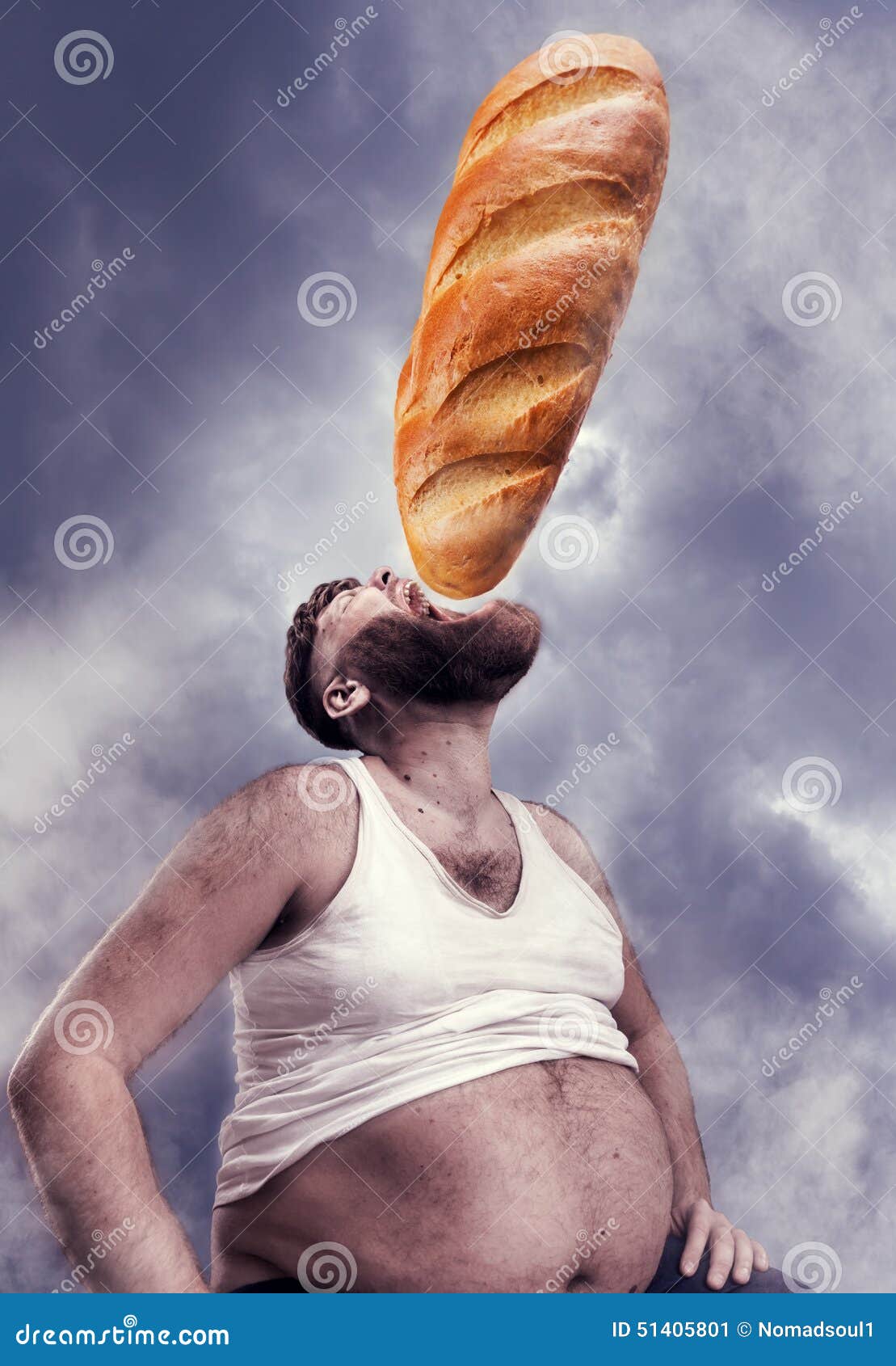 Man eating a huge bread stock image. Image of male, consumerism 51405801