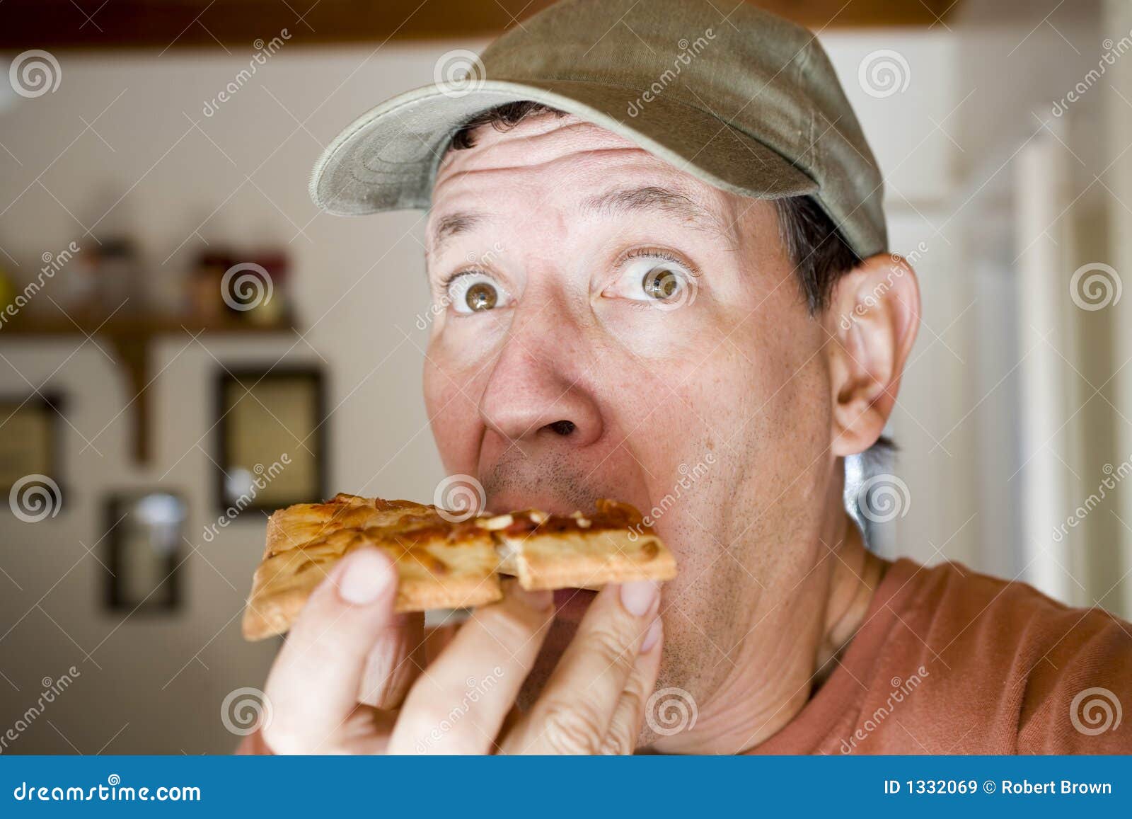 Man Eating Pepperoni Pizza Royalty Free Stock Images Image 1332069