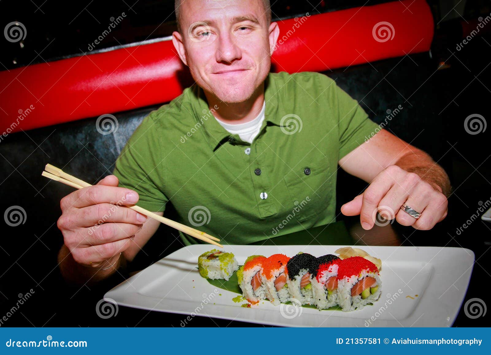 Man Eating Sushi stock image. Image of chopsticks, fish 21357581