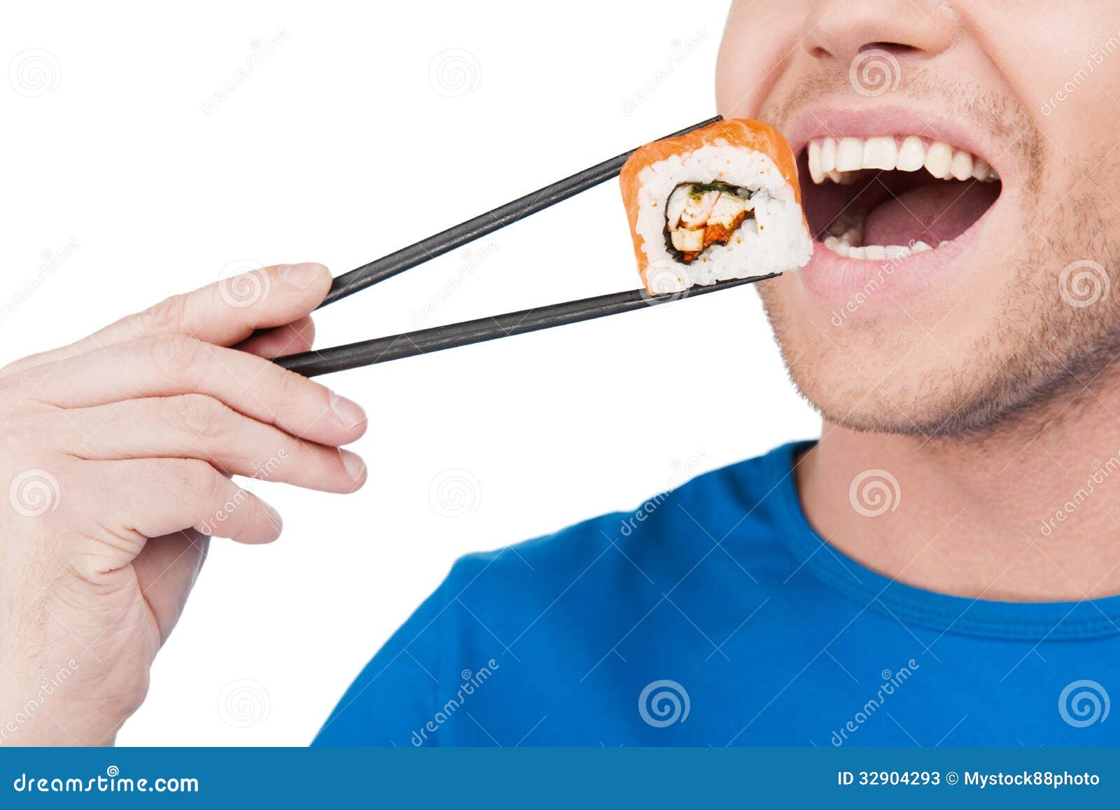 Man Eating Sushi. Stock Photos Image 32904293