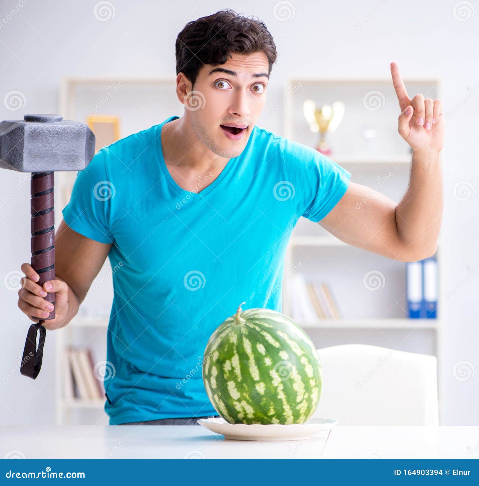 Man Eating Watermelon at Home Stock Photo Image of dessert, dieting 164903394