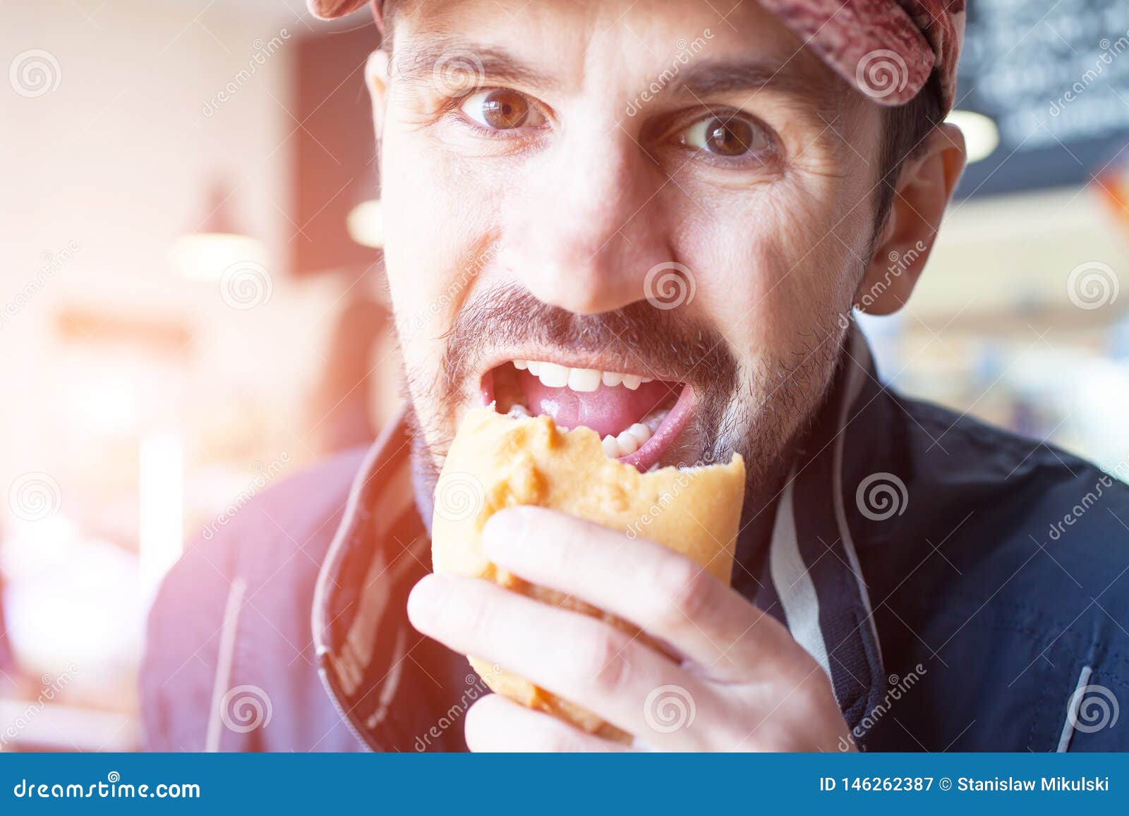 Man Eats a Pie in a Roadside Diner Stock Image Image of harmful