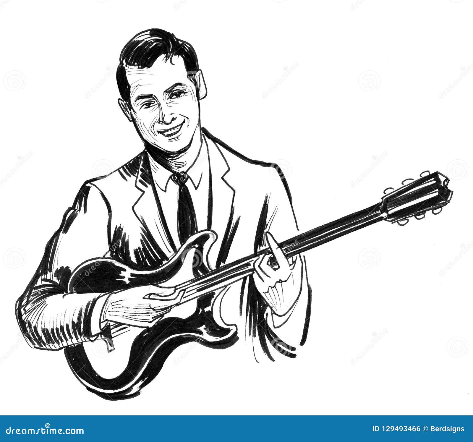 Man and electric guitar stock illustration. Illustration