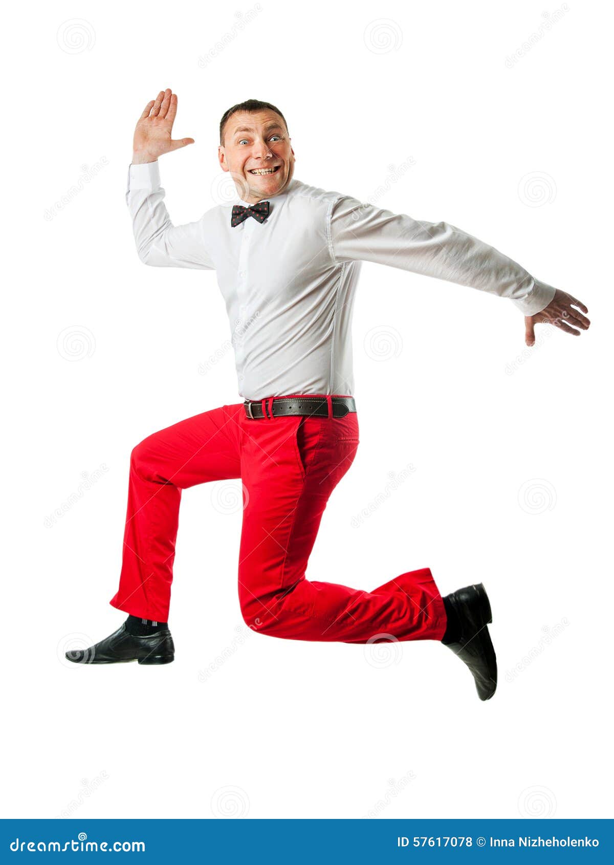 Man in Elegant Clothes Jumping Up Stock Photo - Image of isolated, sale ...