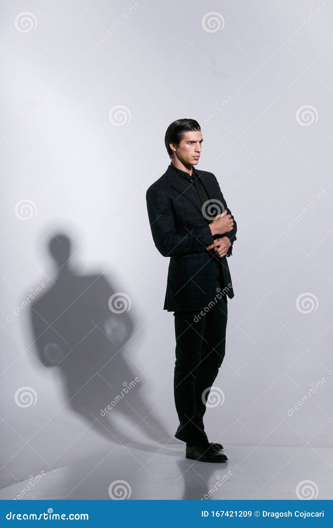 Close Up Of A Brutal Man In Elegant Suit Poses With Attitudine Looking In  Profile Isolated In A White Background Stock Photo - Download Image Now -  iStock