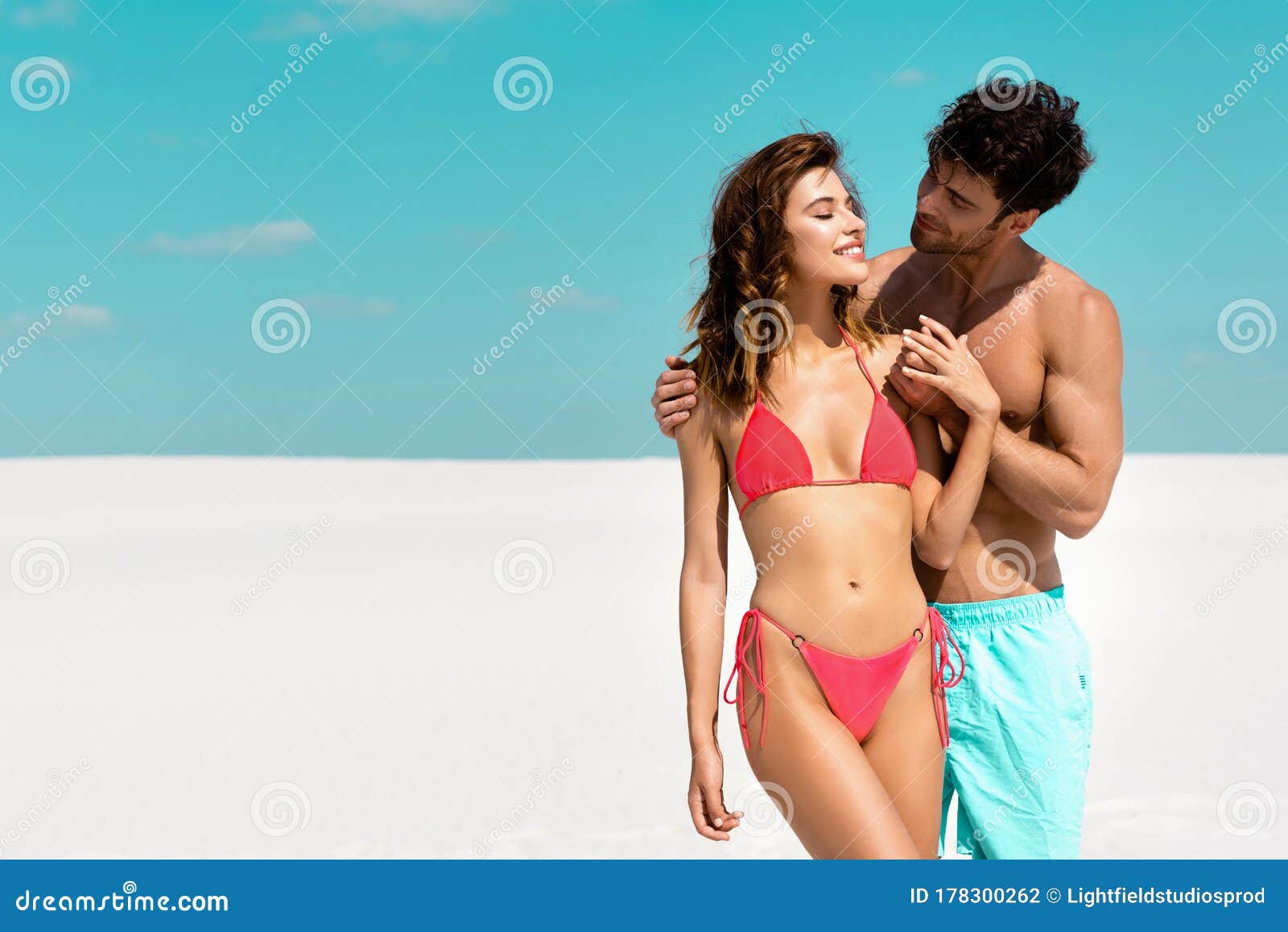 Girlfriend Sexy Pics Man Embracing Beautiful Girlfriend on Sandy Beach Stock Photo - Image of bikini, smiling: 178300262