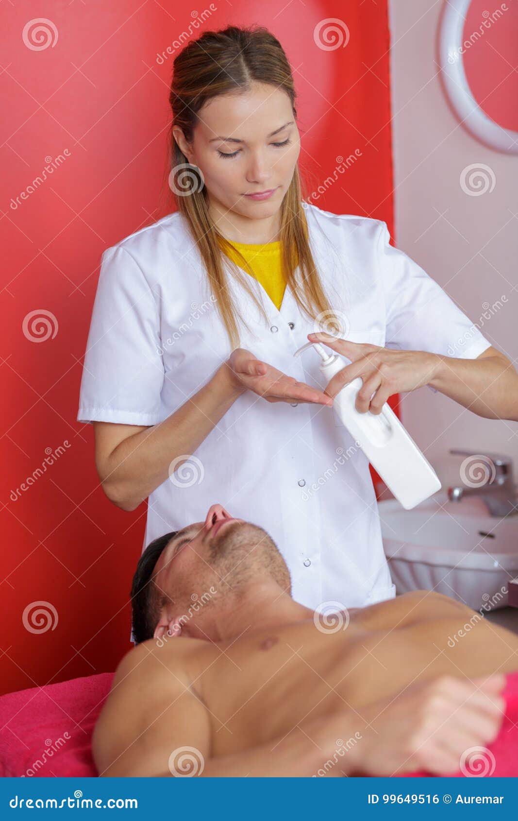 Man Enjoying Back Massage In Spa