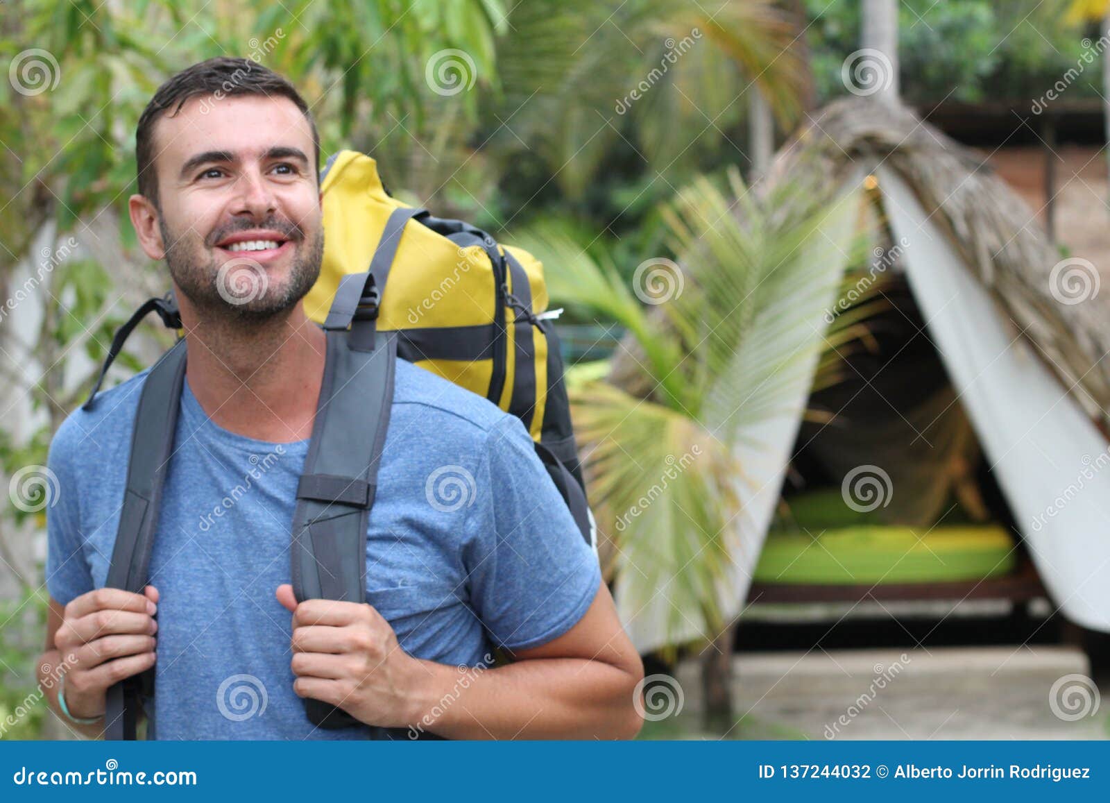 man enjoying ecotourism in south america